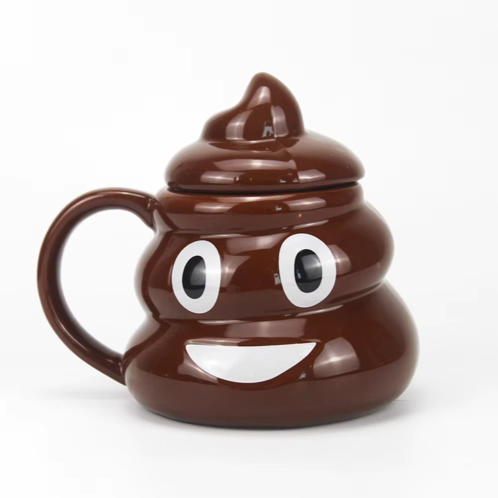 Cartoon Smile Poop Mug Tea Coffee Cup Funny Humor Gift 3D Pile of Poop Mugs with Handgrip Lid Tea Office Cup Drinkware 400Ml