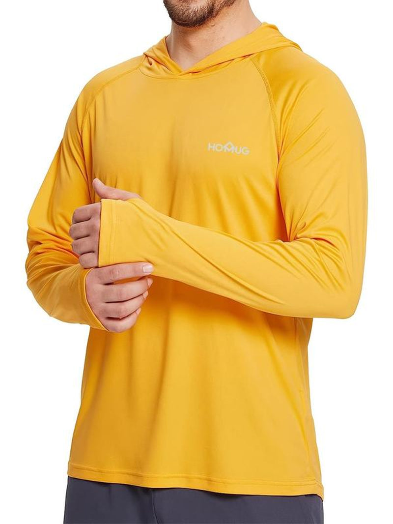 Men'S Loose Letter Print Long Sleeve Hooded Rashguard, Quick Dry Sport Shirt, Lightweight Sun Protection Thumb Holes Top for Outdoor Activities, Workout Tops, Men'S Sport & Outdoor Clothing for Fall & Winter, Gym Clothing